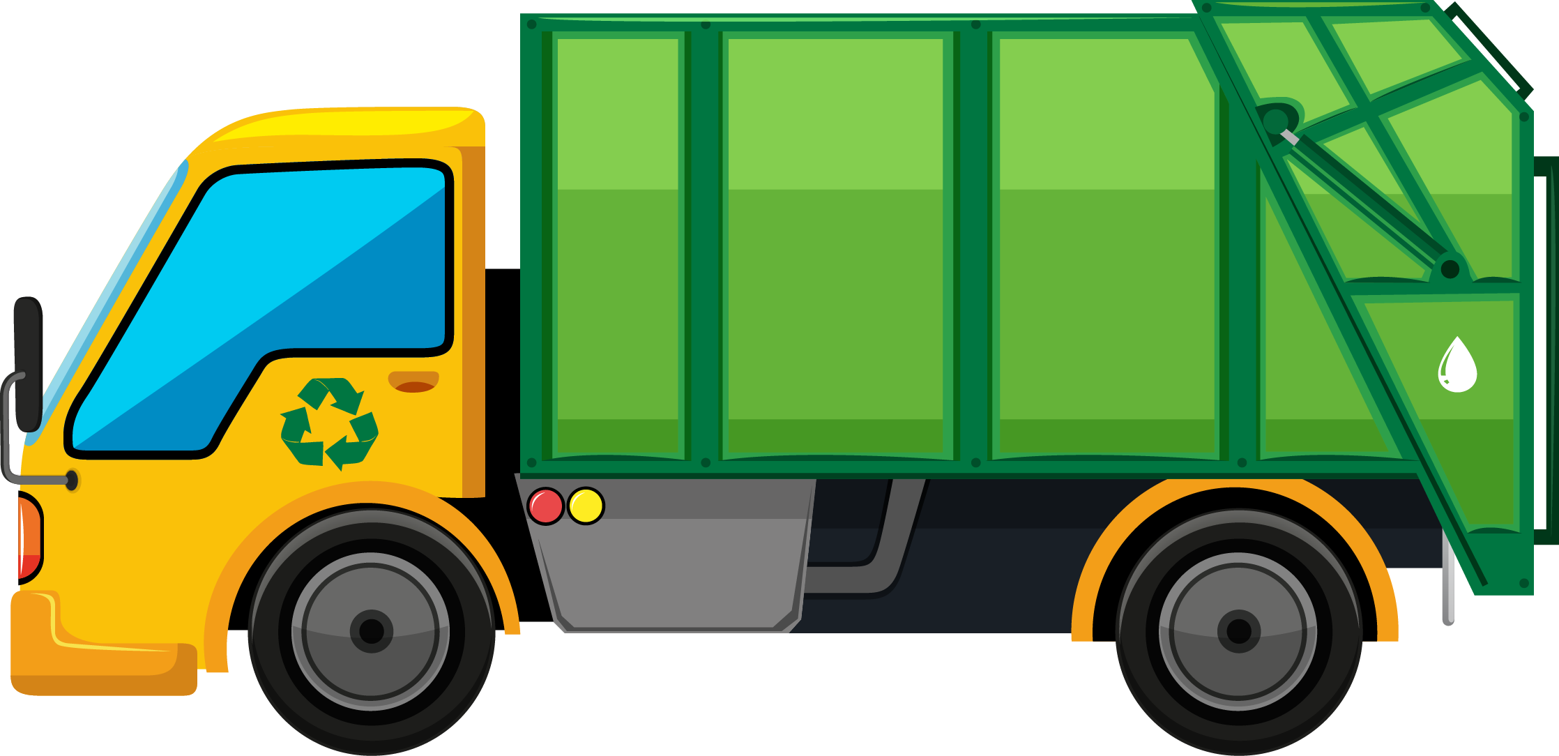 Clip Dump Truck - Door To Door Collection Of Waste (2236x1084), Png Download
