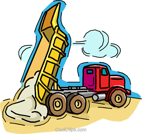 Dump Truck, Dumping Load Of Gravel Royalty Free Vector (480x451), Png Download