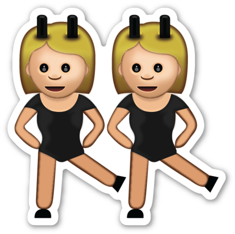 Dancing Girls Emoji Png - Emoji Twins (480x477), Png Download