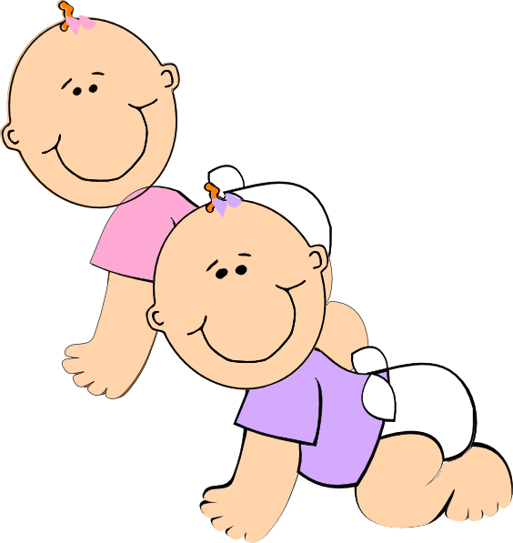 Triplets Clipart - Twin - Twin Girls Clipart (564x597), Png Download