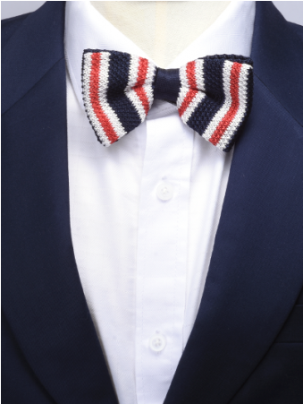 Navy W/red Stripe Knitted Bow Tie - Knitting (750x450), Png Download
