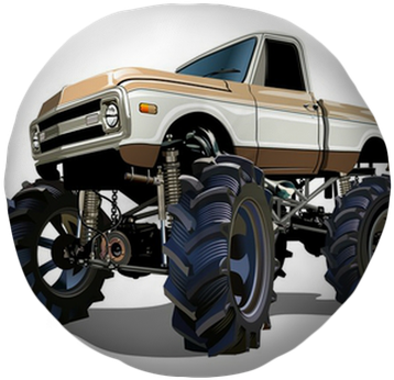 Cartoon Monster Truck Tufted Floor Pillow - Monster Truck (400x400), Png Download