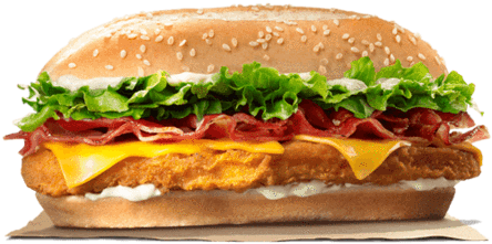 Bacon Cheese Chicken Royale - Burger King Chicken Royale (444x480), Png Download