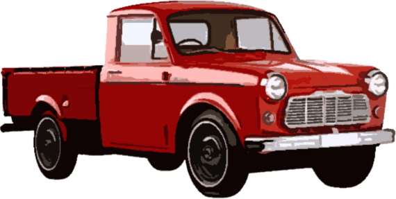 The Basic Style Of Pickup Truck Has A Modified Truck - Vintage Red Pickup Truck Png (570x287), Png Download
