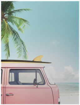 Vintage Car Parked On The Tropical Beach With A Surfboard - Fotorahmen Galerie Weiß (bht 22x32x2 Cm) Tawo Living (400x400), Png Download