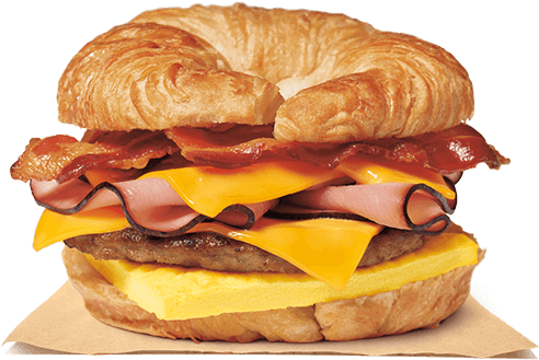 Fully Loaded Croissan'wich® - Burger King Breakfast Sandwiches (500x540), Png Download