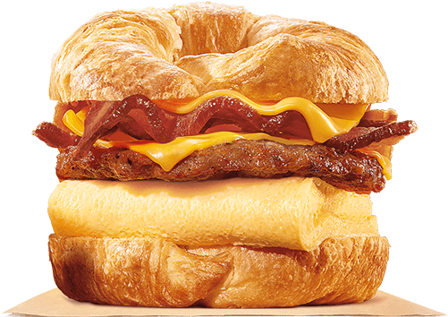 King Croissan'wich® With Sausage & Bacon - Burger King Croissan Wich (500x540), Png Download