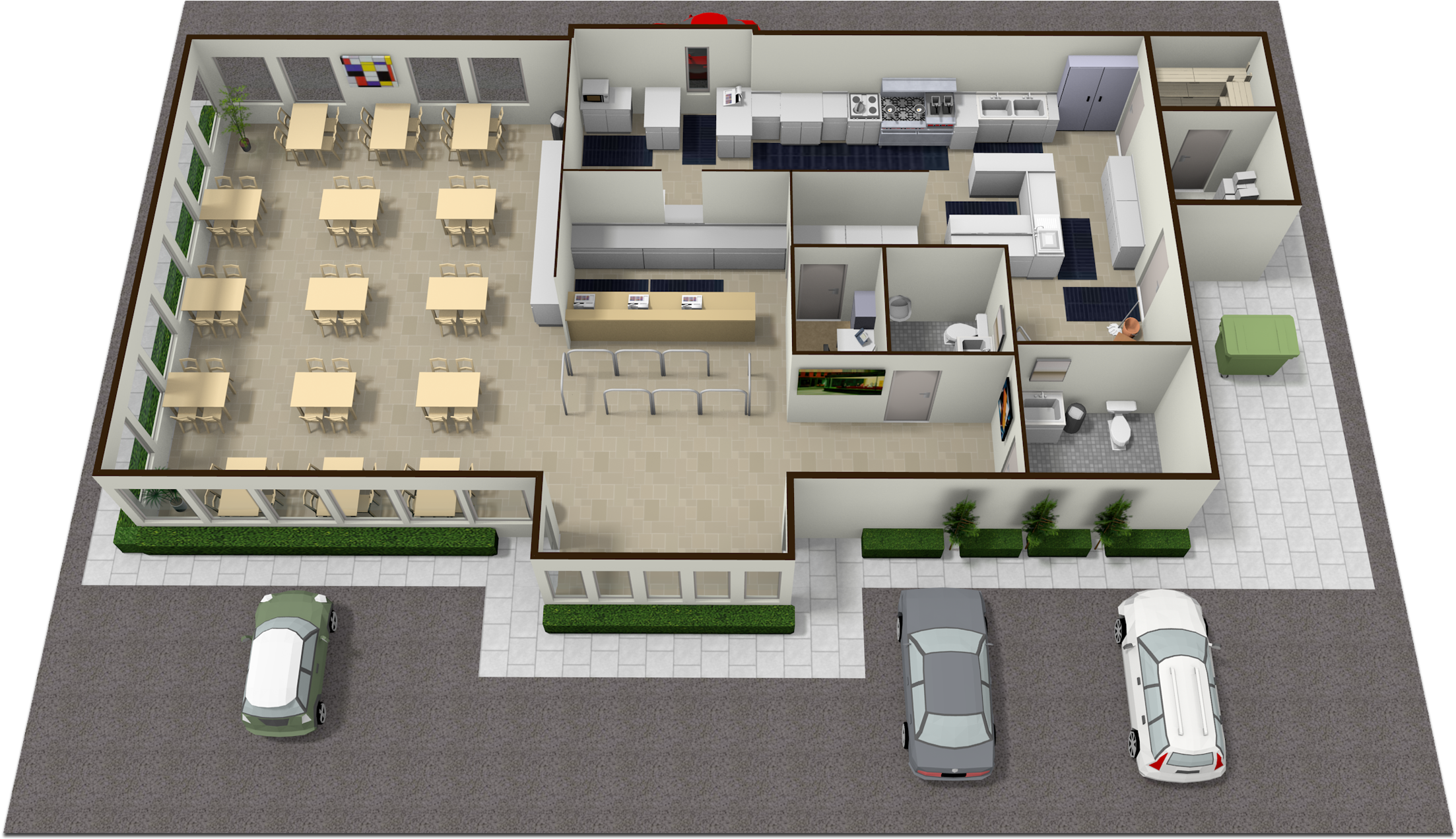 Camera Placement Map - Dairy Queen Floor Plan (2276x1305), Png Download