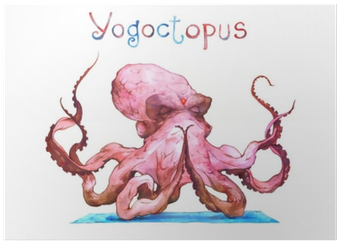 Watercolor Illustration Of A Meditation Octopus Poster - Octopus (400x400), Png Download