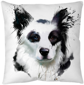 Watercolor Dog Portrait Of A Border Collie, Closeup - Watercolor Painting (400x400), Png Download
