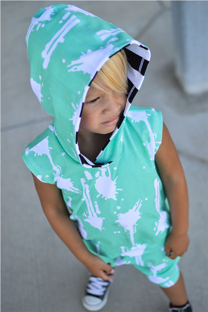 Mint & White Paint Splatter Sleeveless Hoodie - Hoodie (1000x1000), Png Download