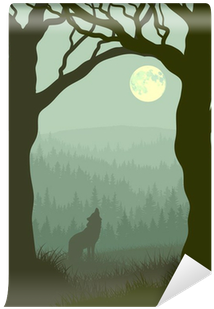 Square Illustration Of Wolf Howling At Moon - Robin Hood: Wolf's Head (400x400), Png Download