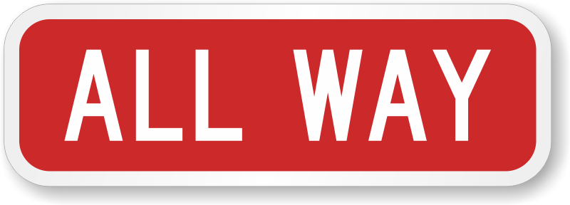 All Way Road Traffic Regulatory Sign - All Way Sign (800x288), Png Download