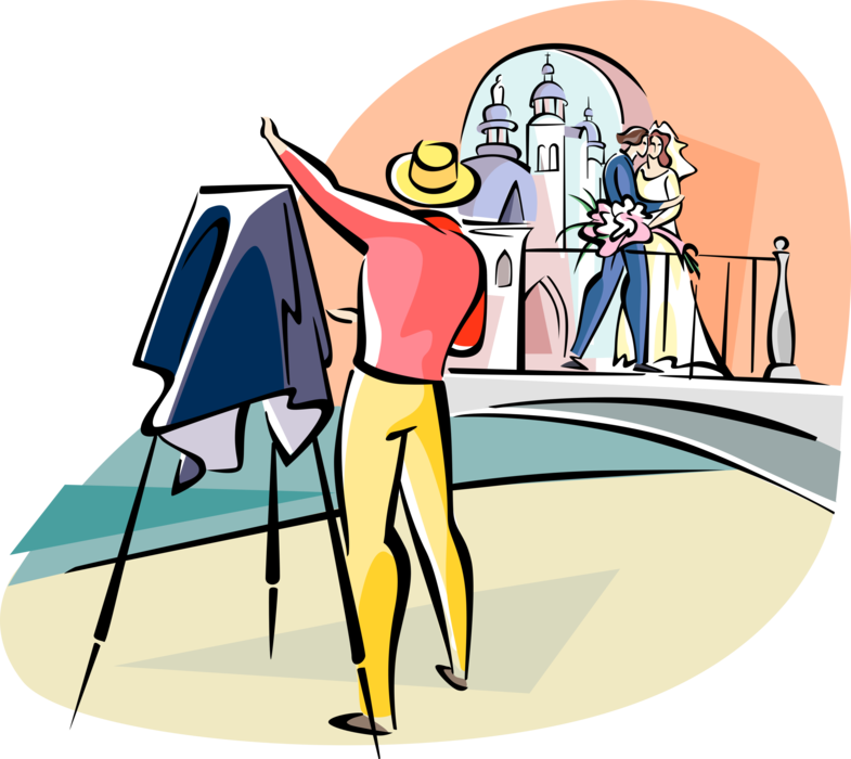 Vector Illustration Of Wedding Photographer Takes Photo (785x700), Png Download