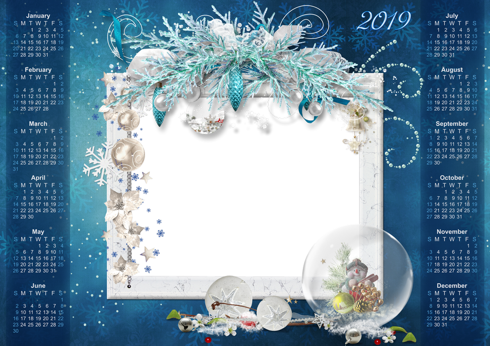 2019 - 2018 Calendar - 2019 Calendar Frame Png (1000x707), Png Download