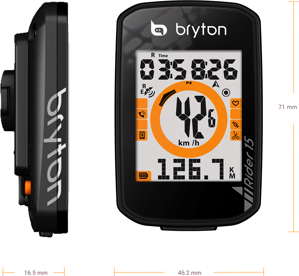 Especificaciones R15 - Bryton Rider 15 (1275x1213), Png Download