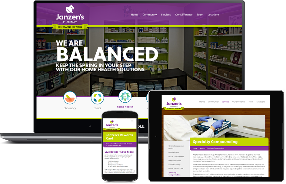 Janzen's Pharmacy Website Final Design - Online Advertising (1000x760), Png Download