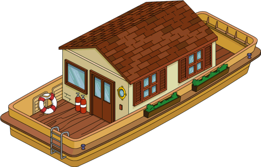 Tapped Out House Boat - House Boat Clipart (850x550), Png Download