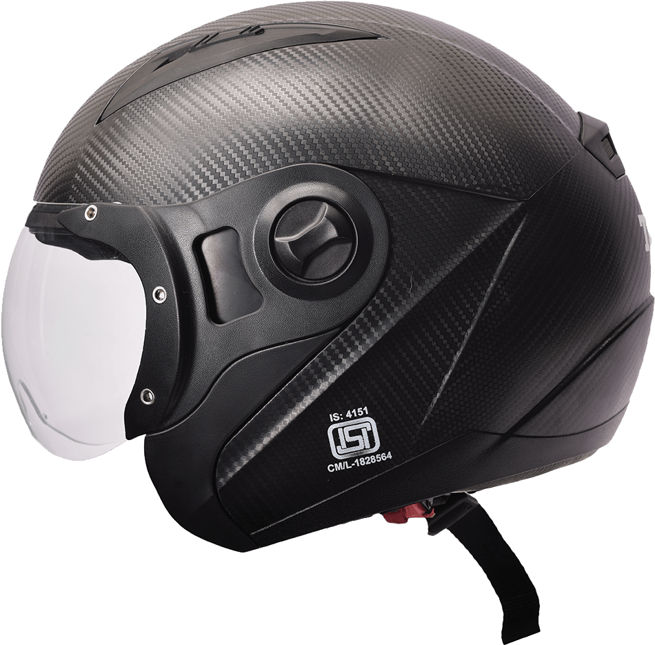 Half Face Black Ge - Tvs Helmet (1000x1015), Png Download
