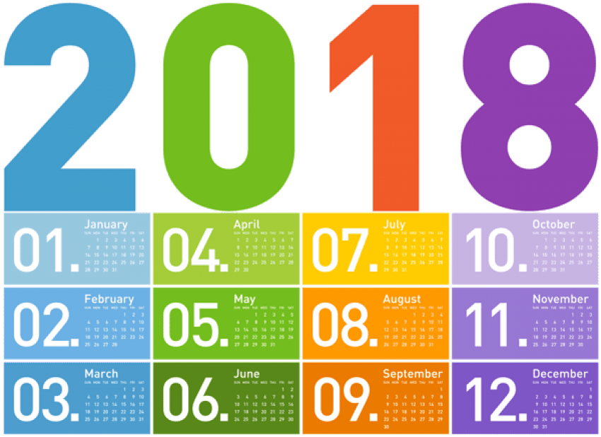 Free Png Download Calendar Of 2018 High Quality Png - High Quality Calendar 2018 Png (850x618), Png Download