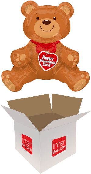 17″ Valentines Day Air Filled Teddy - Happy Valentines Day Teddy (568x568), Png Download