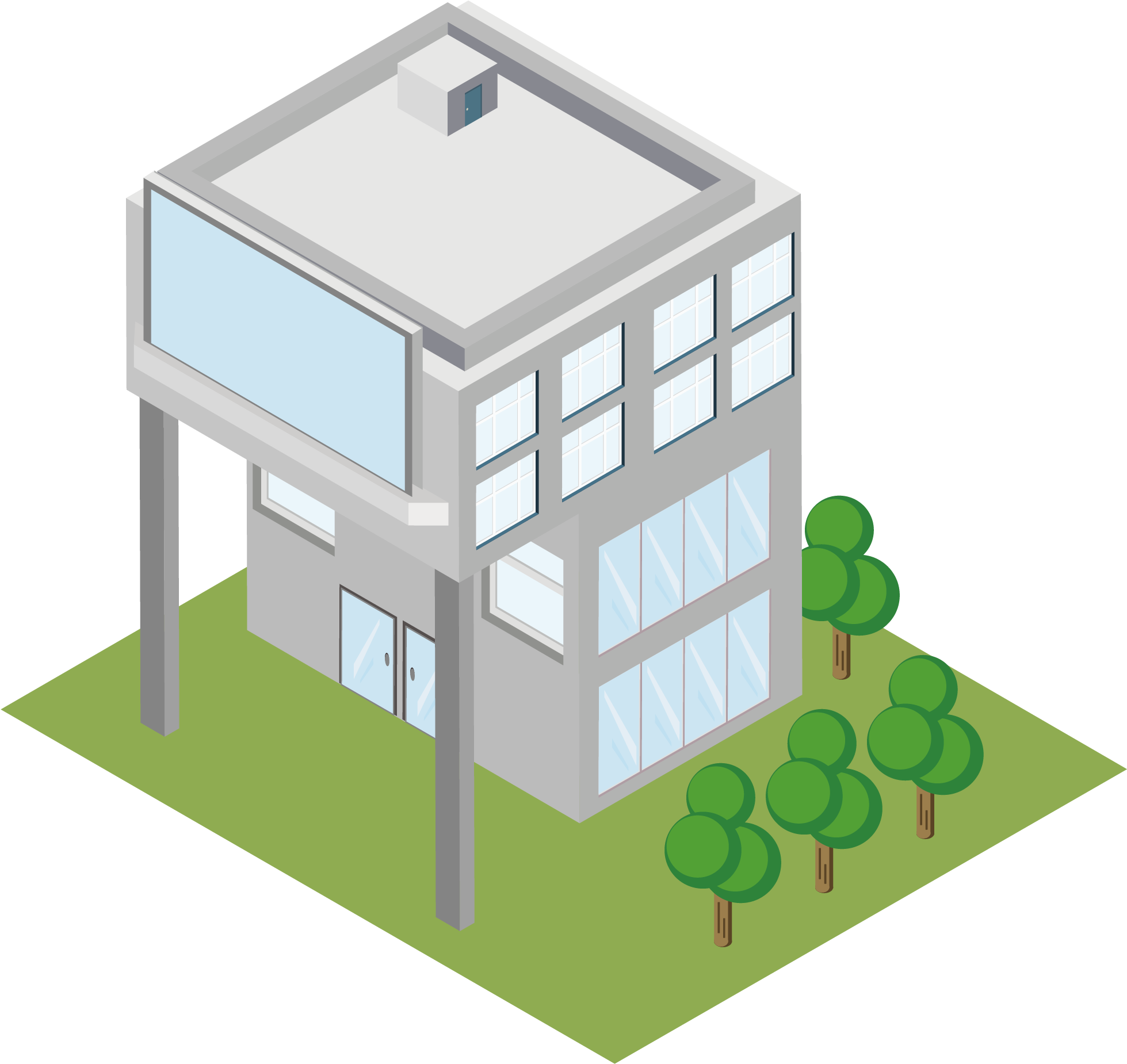 5d White High Rise Architectural Scene Ai Vector 2 - House (2000x2000), Png Download