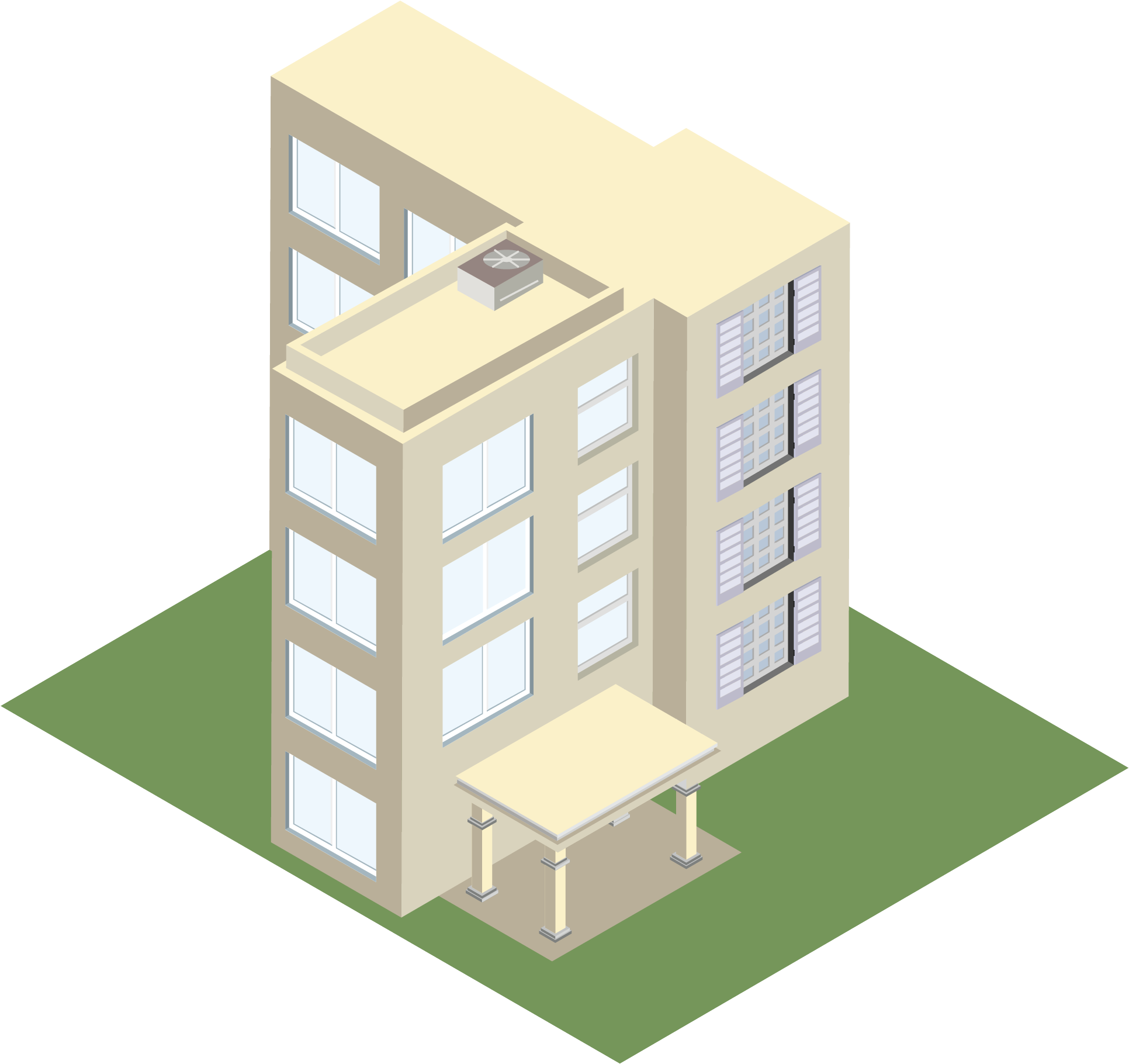5d White High Rise Architectural Scene Ai Vector 2 - Architecture (2000x2000), Png Download