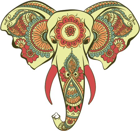 Hinduism Free Png Image - Drawing Of Decorated Elephant Face (600x600), Png Download