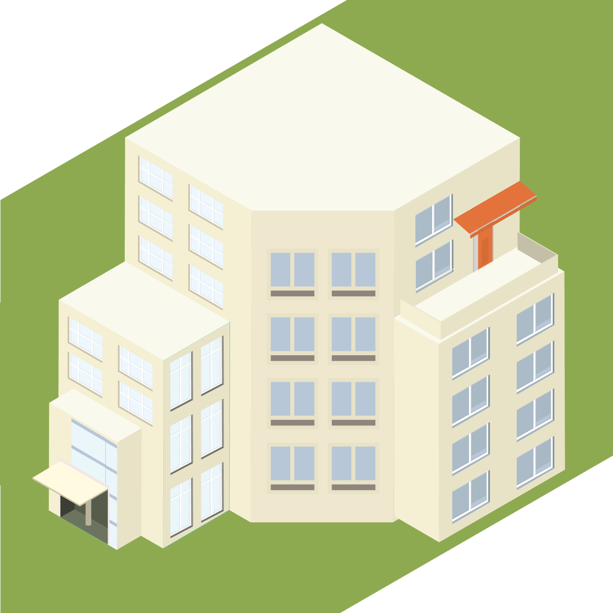 5d White High Rise Architectural Scene Ai Vector 2 - Architecture (2000x2000), Png Download