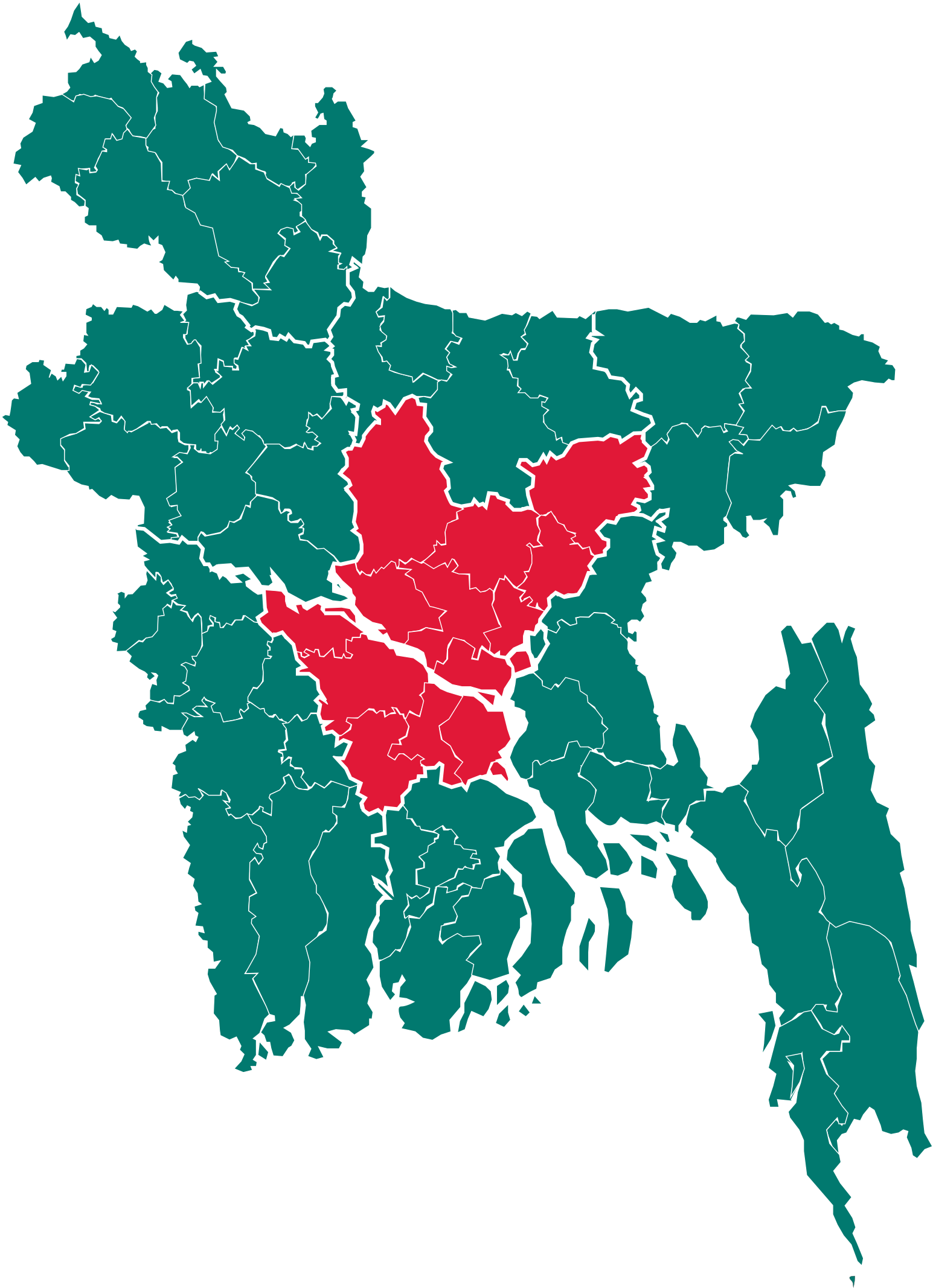 বাংলাদেশে ঢাকা বিভাগ - Simple Map Of Bangladesh (1550x2150), Png Download