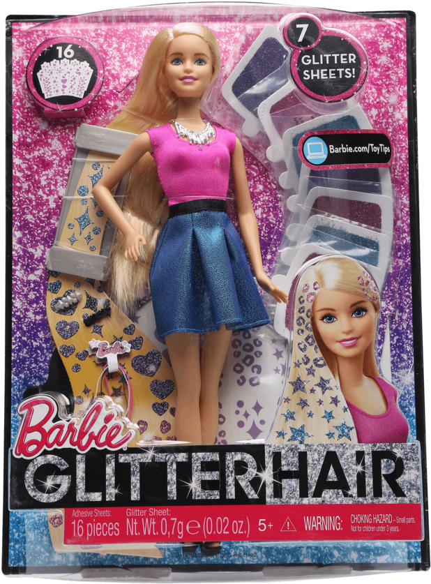 Girls Glitter Hair Design Doll - Barbie (640x960), Png Download