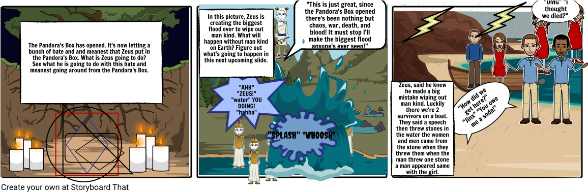 Zeus And The Great Flood - Cartoon (1164x385), Png Download