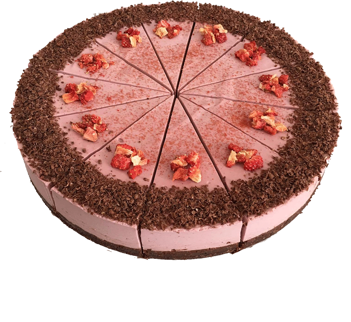 Strawberry Raw Cake - Black Forest Cake (1181x1181), Png Download