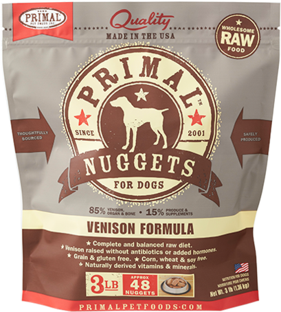 Primal Frozen Raw Dog Food- Venison Nuggets - Primal Cat Food (554x575), Png Download