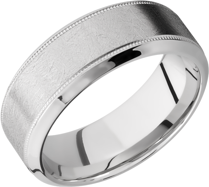 Lashbrook 8mm Milgrain Distressed Wedding Ring - White Gold Wedding Band (700x700), Png Download