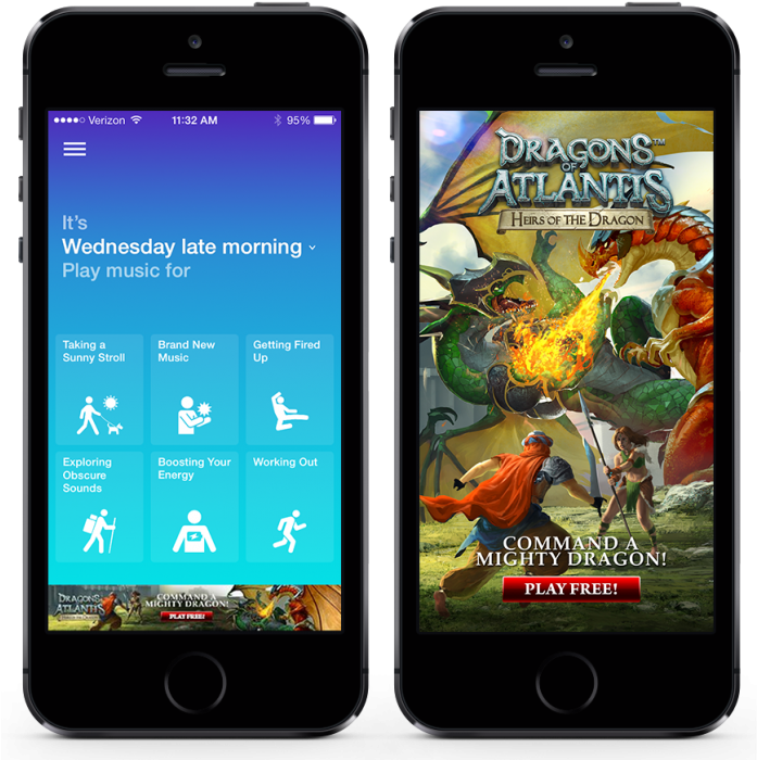 Iphone Two Up Songza - App Install Example Ads (700x716), Png Download