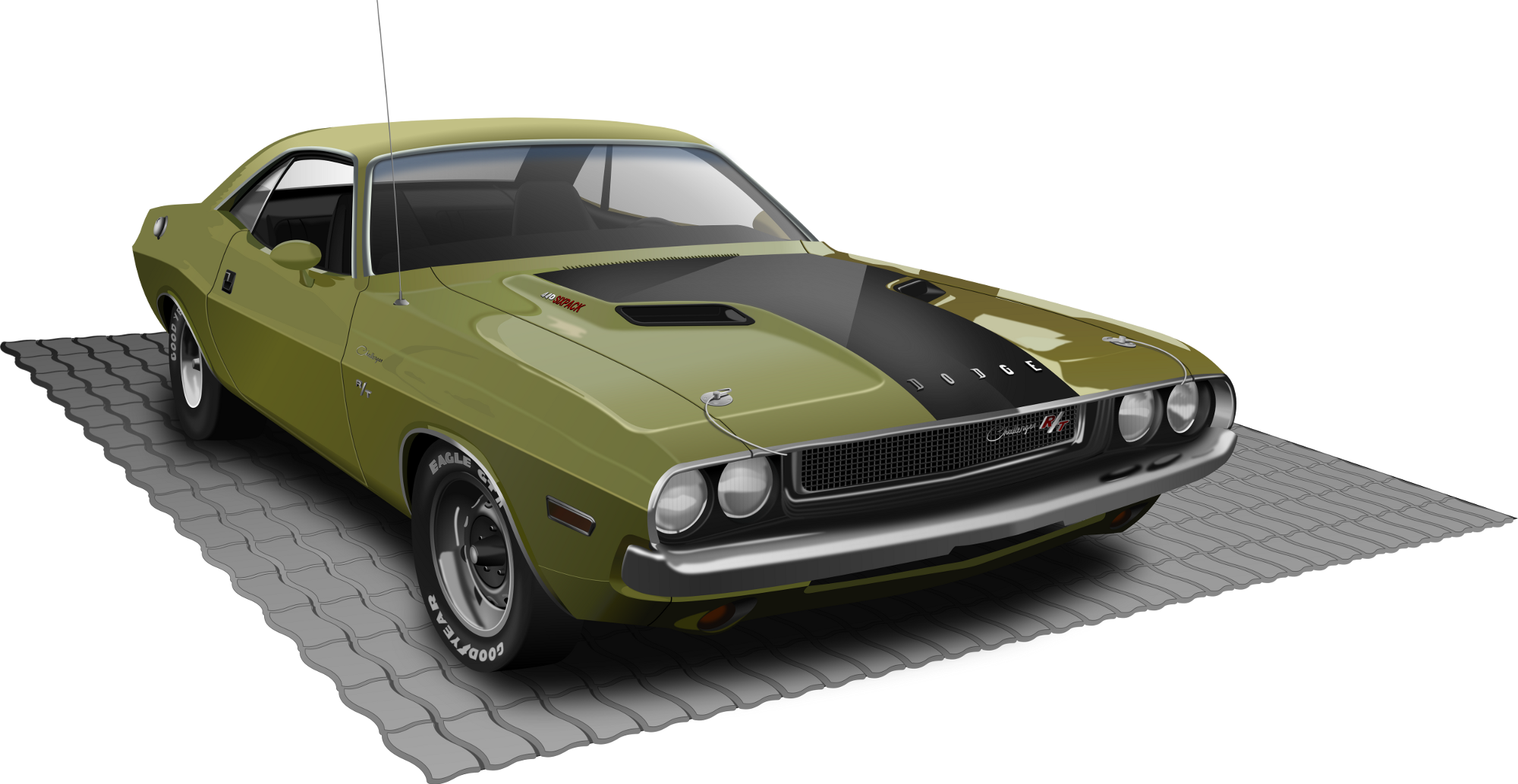 File - Dodge4 - Dodge Challenger Classic Png (2000x1034), Png Download
