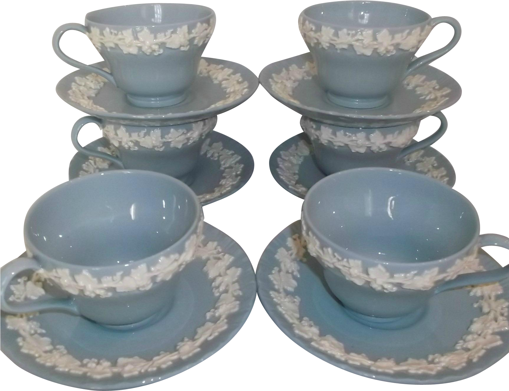 Wedgwood Etruria Embossed Queens Ware Cup Saucer Sets - Saucer (1728x1728), Png Download