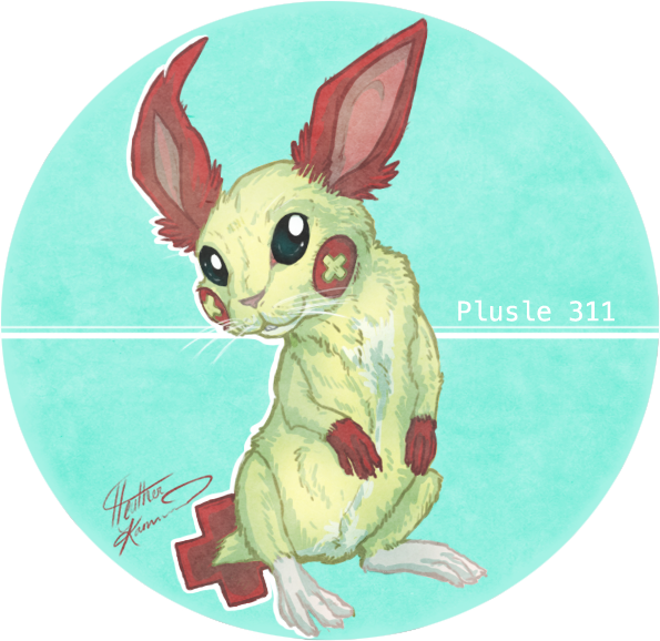 “ Plusle - Cartoon (595x578), Png Download