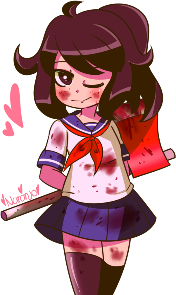Bloody Yandere Chan By Marynaranjo - Yandere Chan Bloody Fanart (767x1042), Png Download
