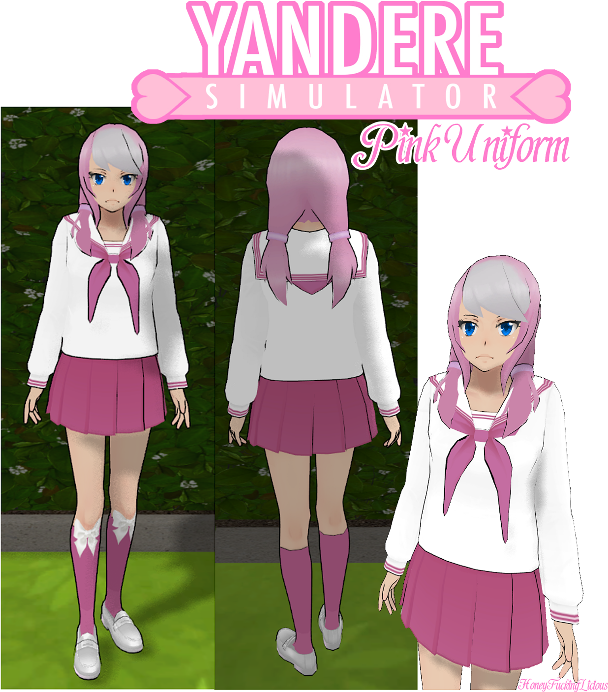 Yandere Uniform Simulator 163424 - Yandere Simulator Pink Skin (1444x1548), Png Download