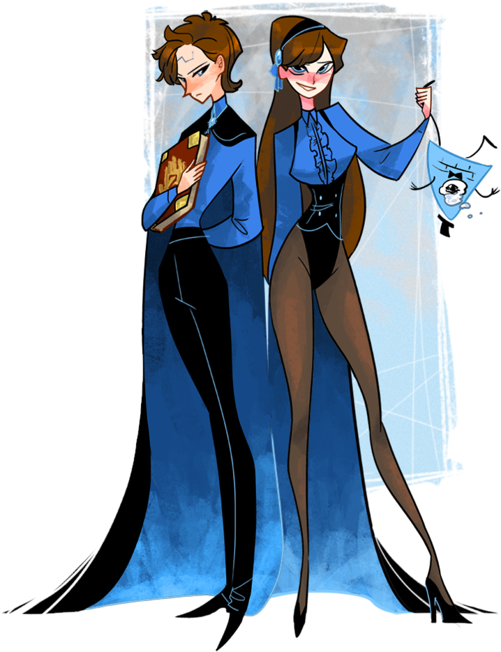 Reverse Pines By Mouchbart Dipper Pines, Mabel Pines, - Gravity Falls Dipper Mabel Bill And Reverse Twins (794x1005), Png Download