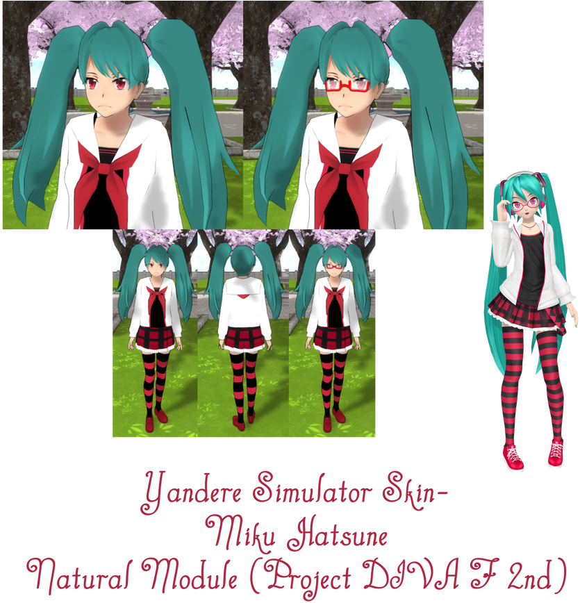 Yandere Simulator Natural Module Miku Skin Png Yandere - Yandere Simulator Skin Miku (910x878), Png Download