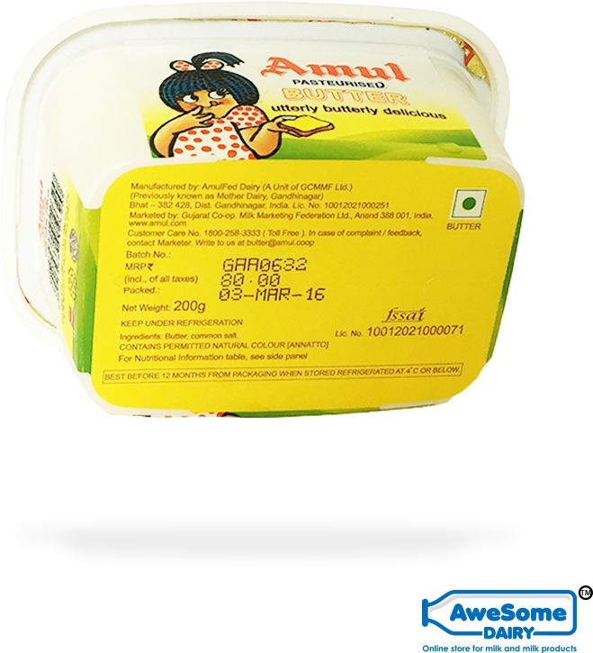 Amul Pasteurised Butter 200g - Amul Butter (800x800), Png Download