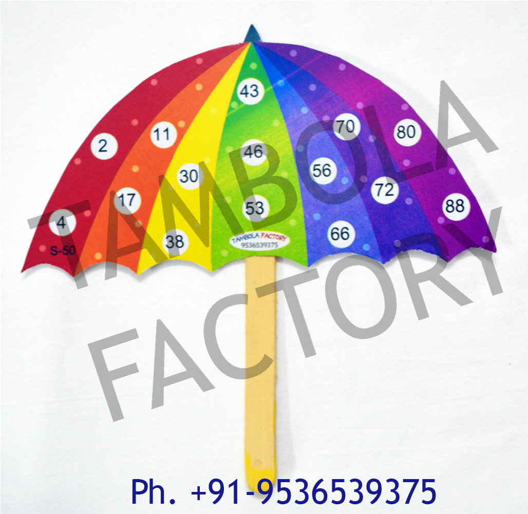 Umbrella Rainbow Monsoon Tambola Housie Ticket - Umbrella Housie (1570x1000), Png Download