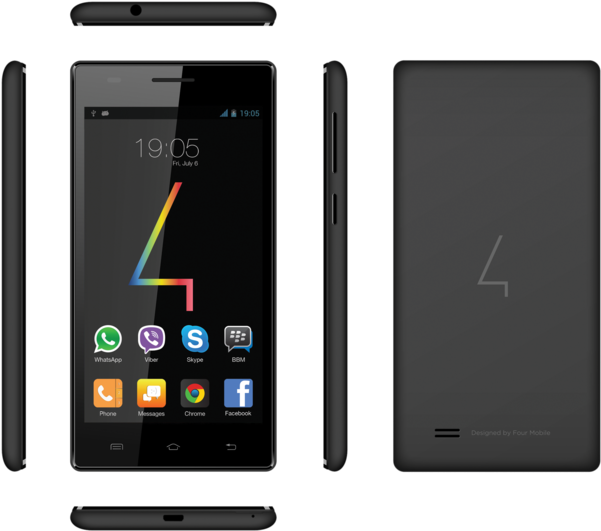 Four K500 Dual Sim 3g No Camera Phone, White - Designed By Four Mobile (600x550), Png Download