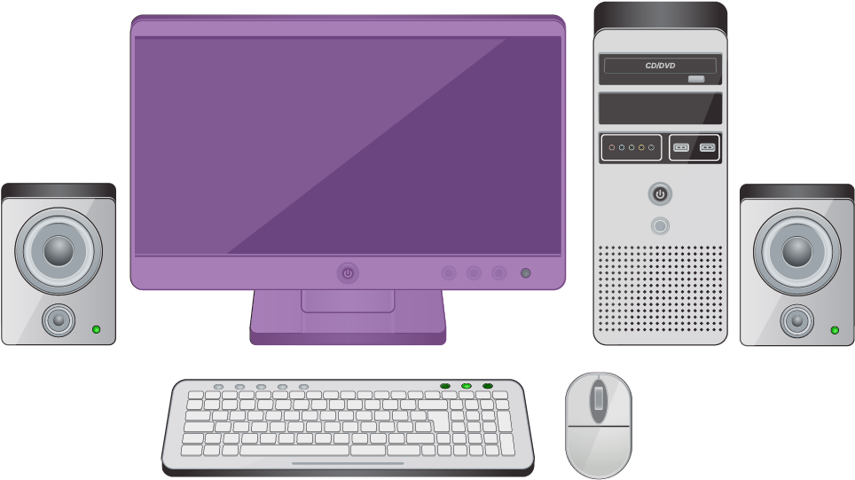 Parts Of A Desktop Computer With The Monitor Highlighted - Personal Computer (1100x800), Png Download