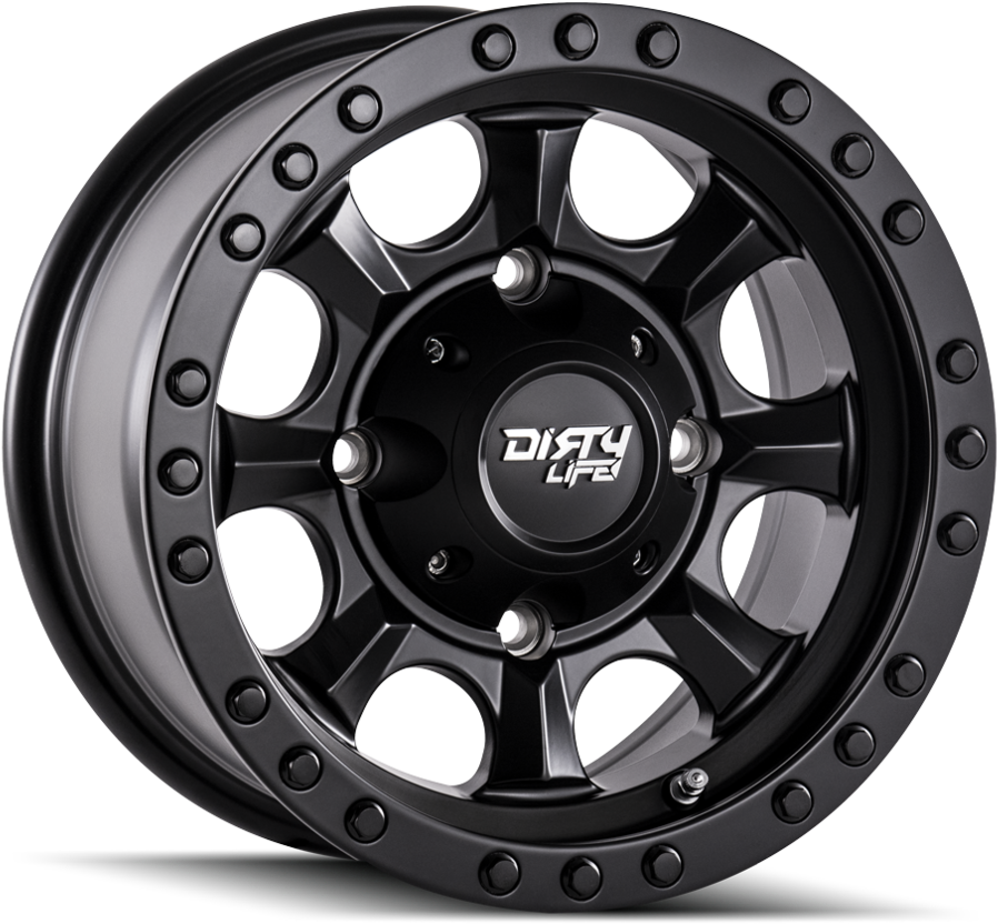 Matte Black W/ Matte Black Ring - Dirty Life Matte Black Black Beadlock Wheel (1000x1000), Png Download