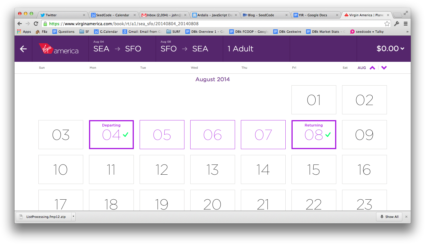 Tagged With → Calendar • Interface Design • Javascript - Flight Picker Calendar App (1476x856), Png Download