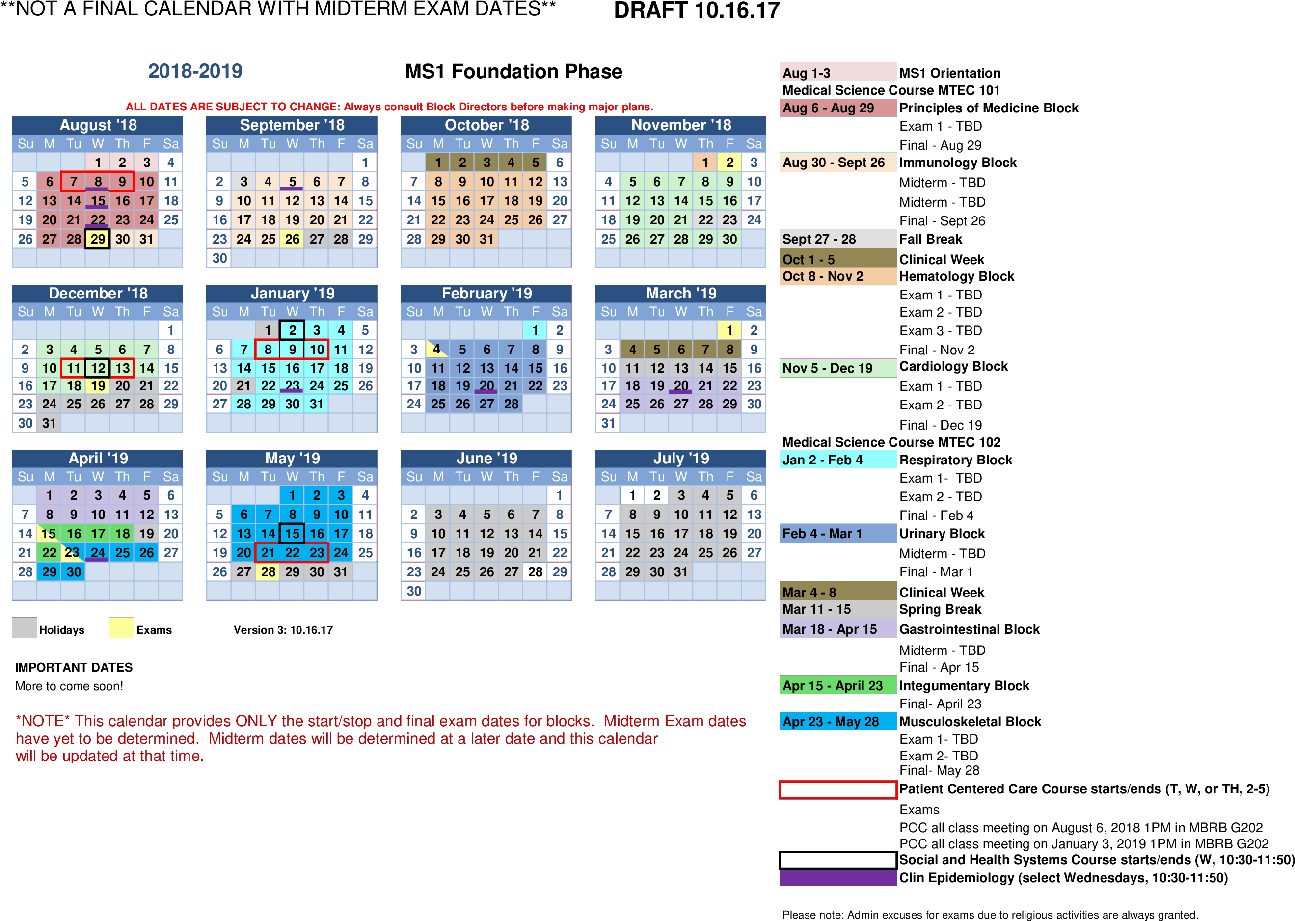 Midterm Exam Dates Calendar - Web Page (3300x2550), Png Download